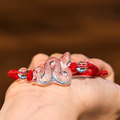 Mythstone Lucky The Year of The Snake 2025 Jade Pendant White Crystal Red String Bracelet Protection Bundle