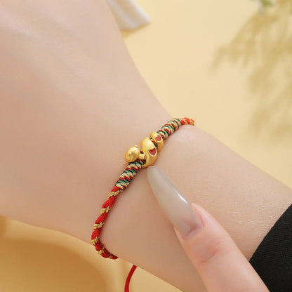 Mythstone Red String Copper Brass Love Year Of The Snake Protection Braided Bracelet