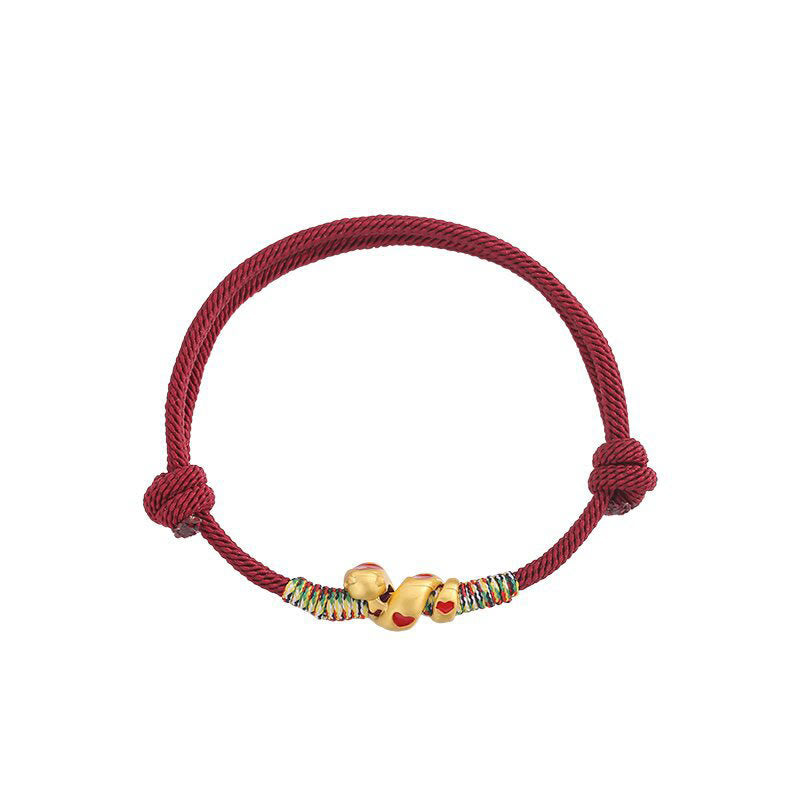 Pulsera trenzada de protección del año de la serpiente con hilo rojo de aleación de cobre Mythstone 