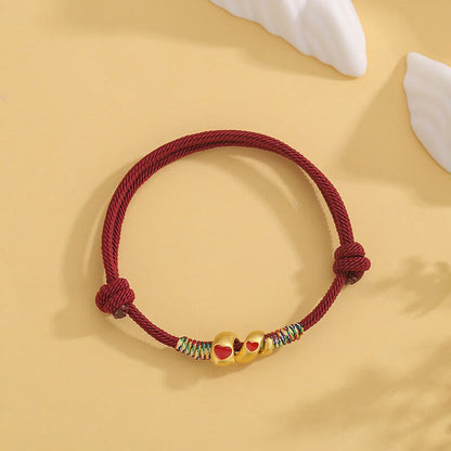 Pulsera trenzada de protección del año de la serpiente con hilo rojo de aleación de cobre Mythstone 