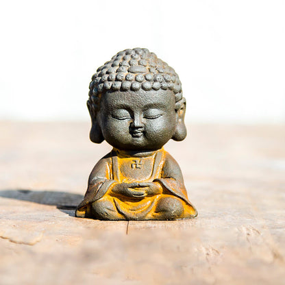 Mythstone Small Meditating Buddha Iron Powder Rust Cast Resin Statue Home Decoration