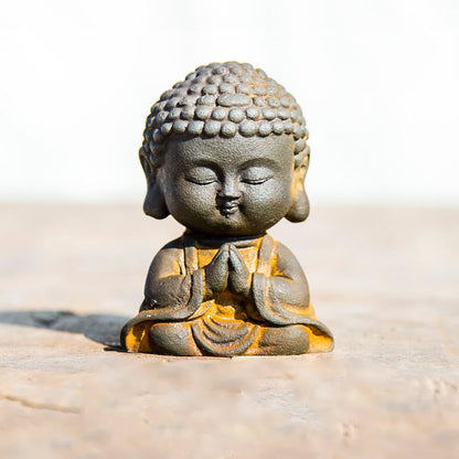 Mythstone Small Meditating Buddha Iron Powder Rust Cast Resin Statue Home Decoration