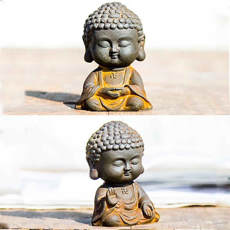 Mythstone Small Meditating Buddha Iron Powder Rust Cast Resin Statue Home Decoration