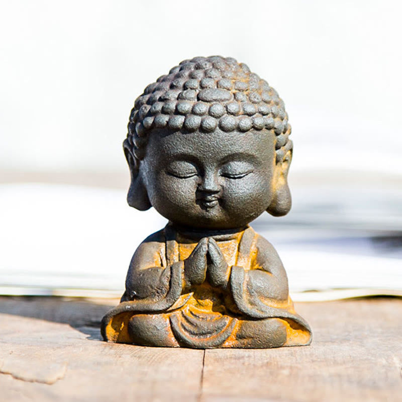 Mythstone Small Meditating Buddha Iron Powder Rust Cast Resin Statue Home Decoration