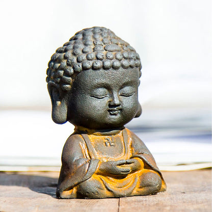 Mythstone Small Meditating Buddha Iron Powder Rust Cast Resin Statue Home Decoration