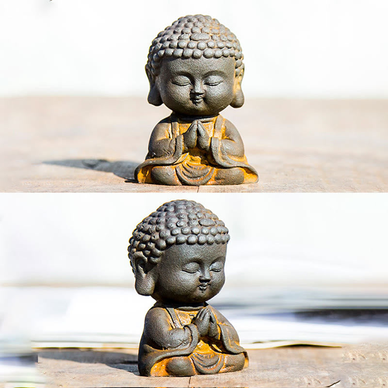 Mythstone Small Meditating Buddha Iron Powder Rust Cast Resin Statue Home Decoration