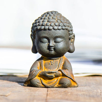 Mythstone Small Meditating Buddha Iron Powder Rust Cast Resin Statue Home Decoration