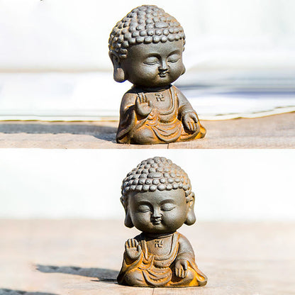 Mythstone Small Meditating Buddha Iron Powder Rust Cast Resin Statue Home Decoration