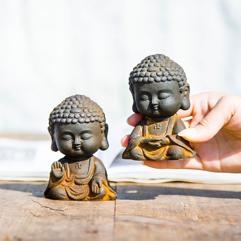 Mythstone Small Meditating Buddha Iron Powder Rust Cast Resin Statue Home Decoration Decorations Mythstone 2