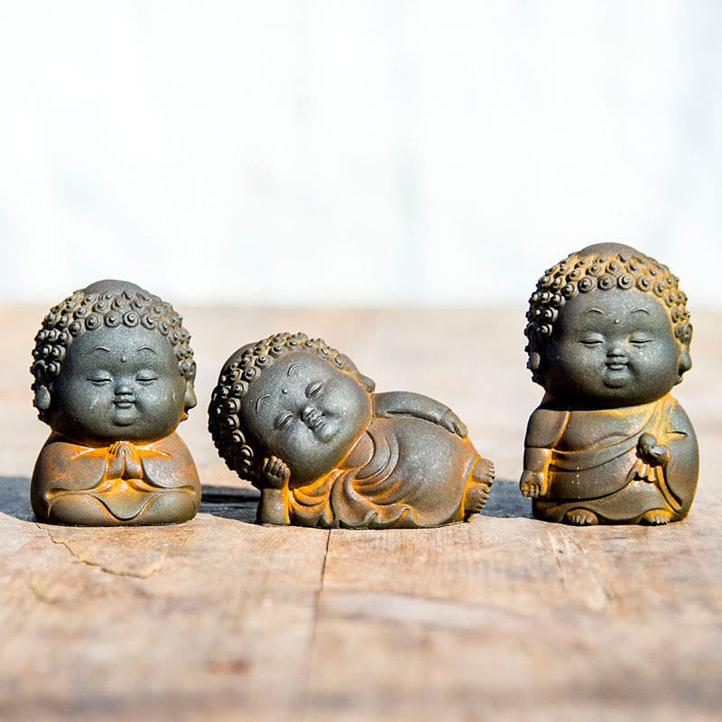 Mythstone Small Standing Lying Sitting Cute Buddha Iron Powder Rust Cast Resin Statue Home Decoration Decorations Mythstone 2