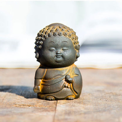 Mythstone Small Standing Lying Sitting Cute Buddha Iron Powder Rust Cast Resin Statue Home Decoration