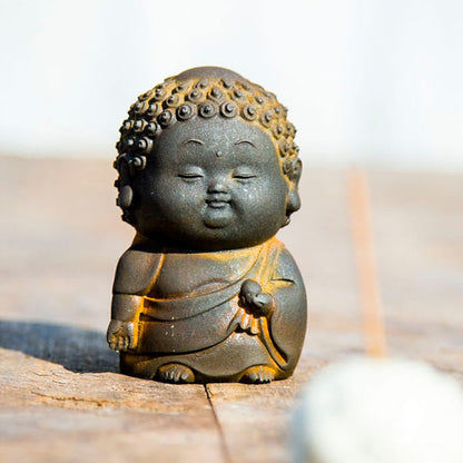 Mythstone Small Standing Lying Sitting Cute Buddha Iron Powder Rust Cast Resin Statue Home Decoration