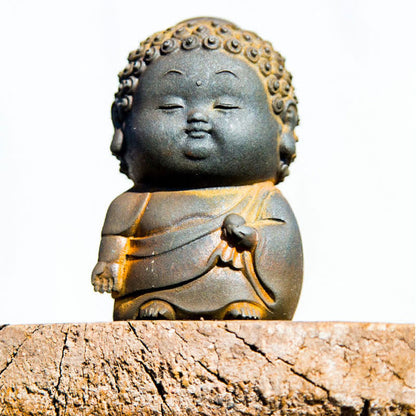 Mythstone Small Standing Lying Sitting Cute Buddha Iron Powder Rust Cast Resin Statue Home Decoration