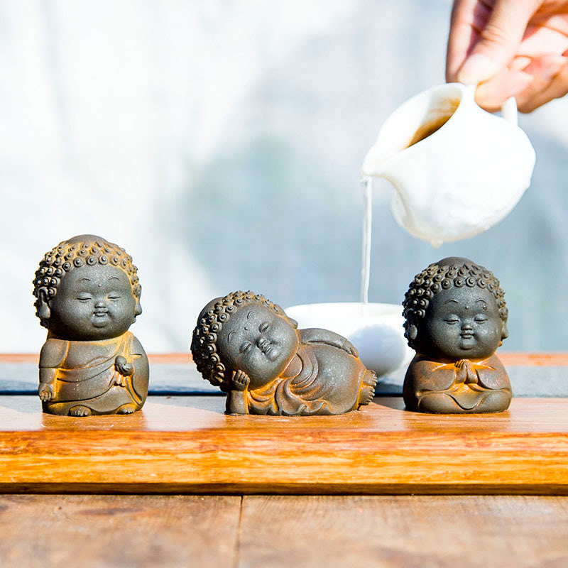 Mythstone Small Standing Lying Sitting Cute Buddha Iron Powder Rust Cast Resin Statue Home Decoration Decorations Mythstone 1