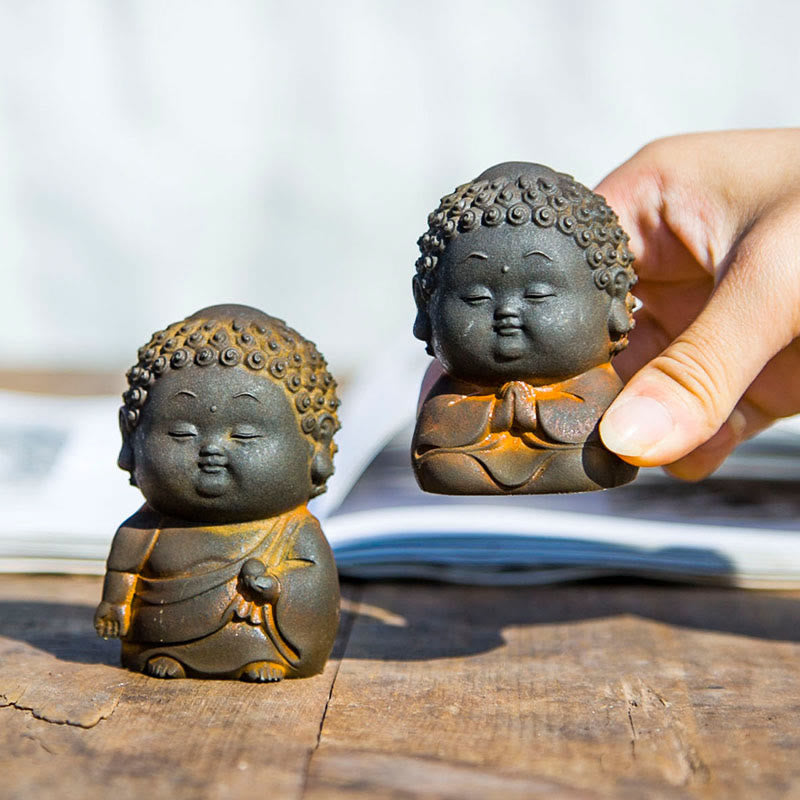 Mythstone Small Standing Lying Sitting Cute Buddha Iron Powder Rust Cast Resin Statue Home Decoration Decorations Mythstone 3