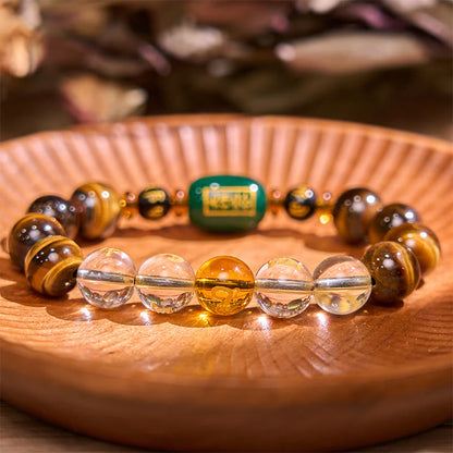 Mythstone Chinese Zodiac Tiger Eye White Crystal Courage Bracelet