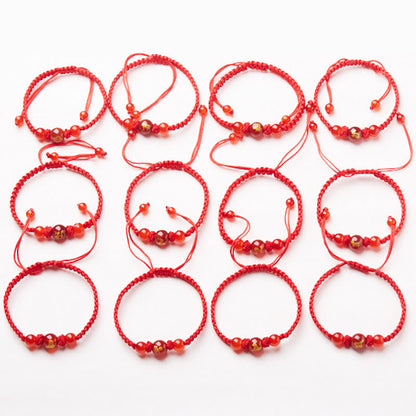 Mythstone Natural Red Agate Chinese Zodiac Red String Braided Protection Luck Bracelet