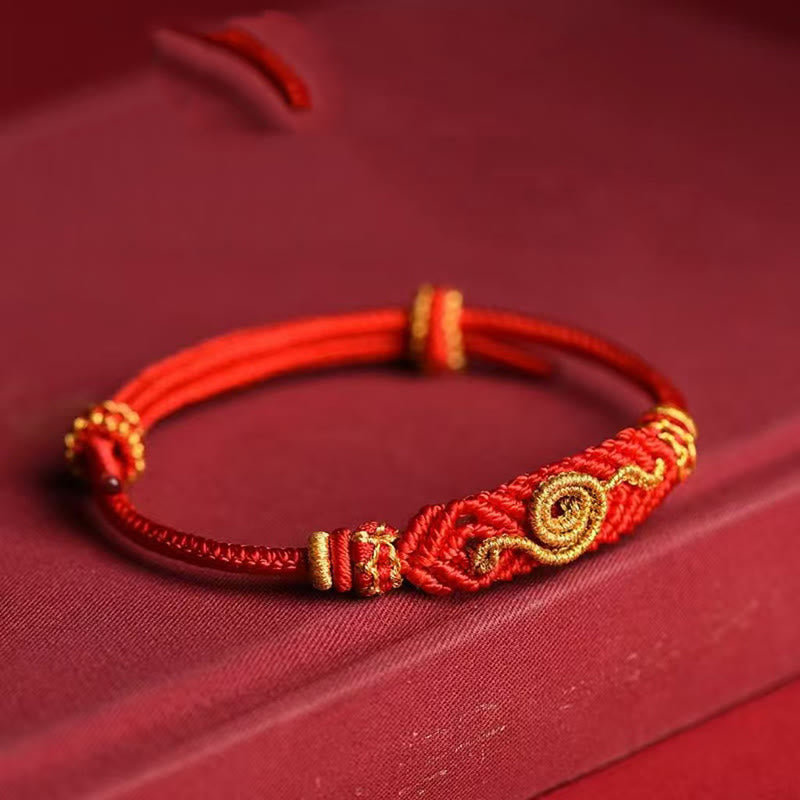 Mythstone Handmade Red String Eight Thread Peace Knot Year Of The Snake Protection Luck Braided Bracelet