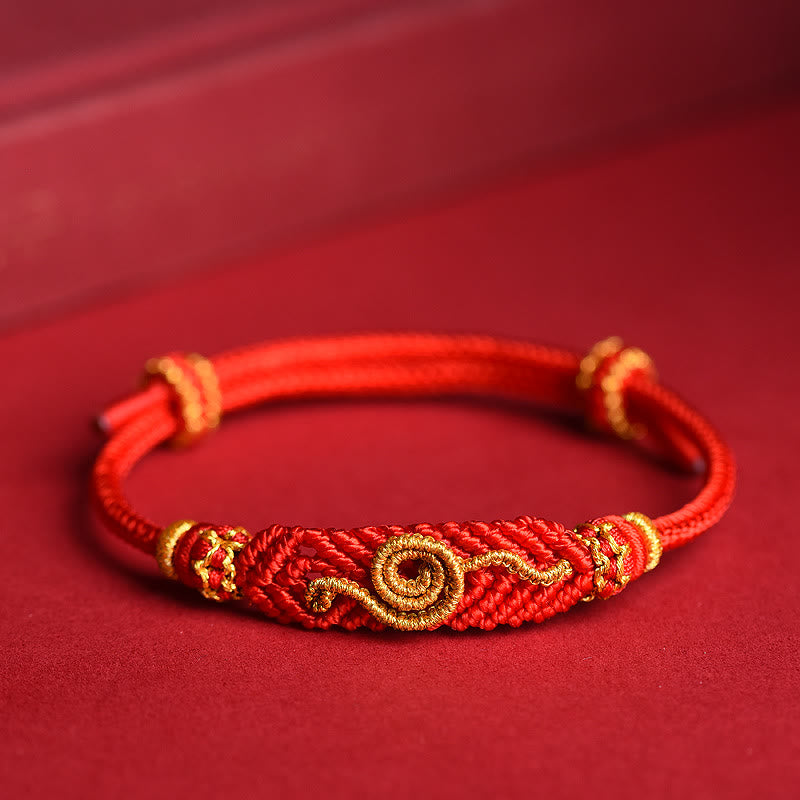 Mythstone Handmade Red String Eight Thread Peace Knot Year Of The Snake Protection Luck Braided Bracelet