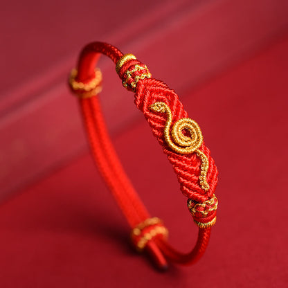 Mythstone Handmade Red String Eight Thread Peace Knot Year Of The Snake Protection Luck Braided Bracelet