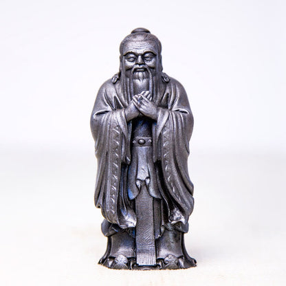 Mythstone Handmade Confucius Iron Powder Rust Cast Resin Statue Home Decoration