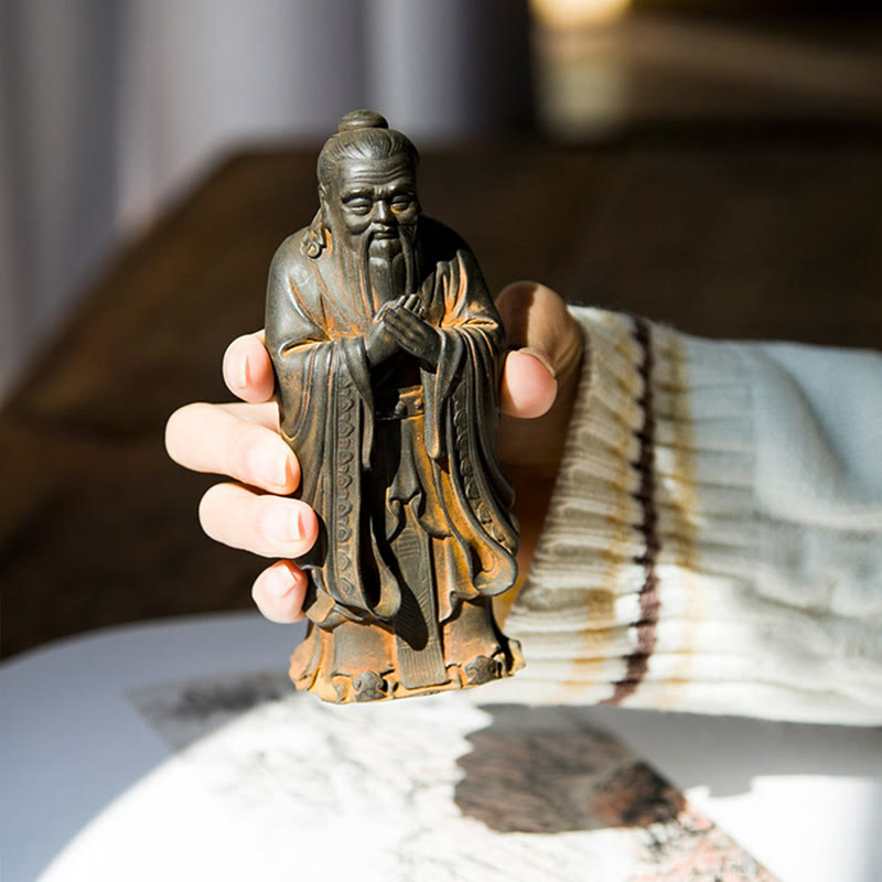 Mythstone Handmade Confucius Iron Powder Rust Cast Resin Statue Home Decoration