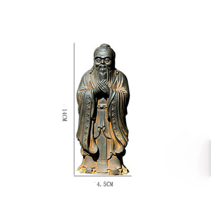 Mythstone Handmade Confucius Iron Powder Rust Cast Resin Statue Home Decoration