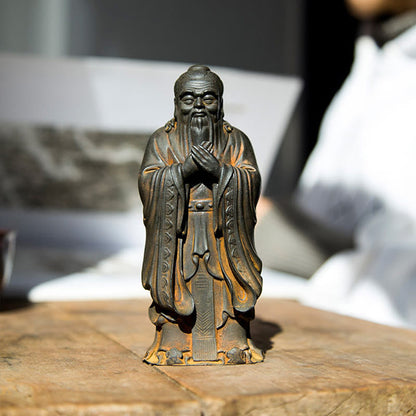 Mythstone Handmade Confucius Iron Powder Rust Cast Resin Statue Home Decoration