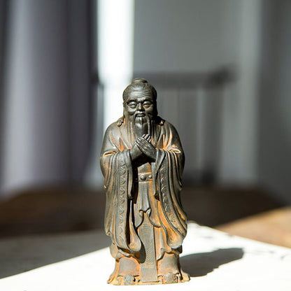 Mythstone Handmade Confucius Iron Powder Rust Cast Resin Statue Home Decoration