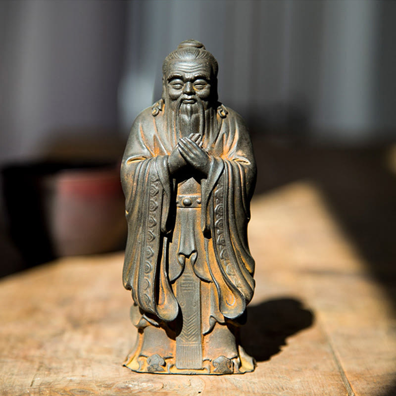 Mythstone Handmade Confucius Iron Powder Rust Cast Resin Statue Home Decoration