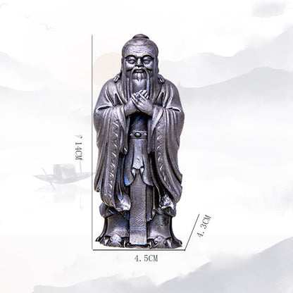 Mythstone Handmade Confucius Iron Powder Rust Cast Resin Statue Home Decoration