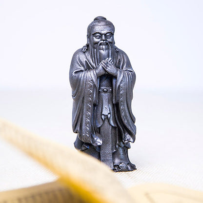 Mythstone Handmade Confucius Iron Powder Rust Cast Resin Statue Home Decoration