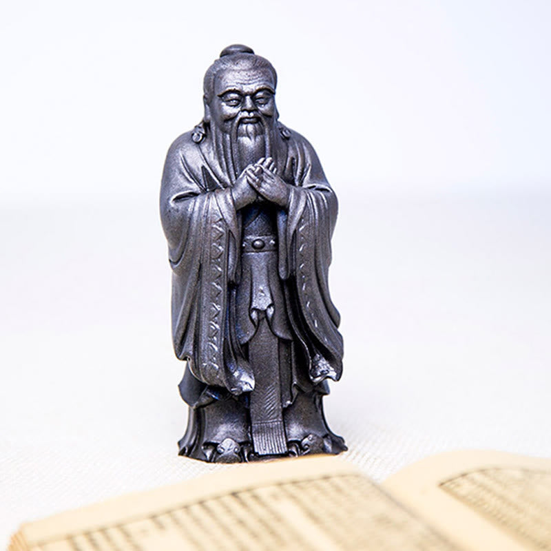 Mythstone Handmade Confucius Iron Powder Rust Cast Resin Statue Home Decoration