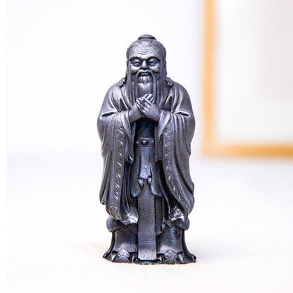 Mythstone Handmade Confucius Iron Powder Rust Cast Resin Statue Home Decoration