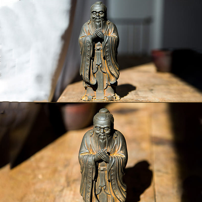 Mythstone Handmade Confucius Iron Powder Rust Cast Resin Statue Home Decoration