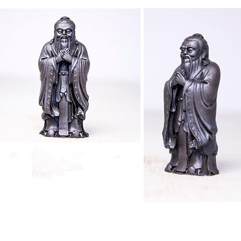 Mythstone Handmade Confucius Iron Powder Rust Cast Resin Statue Home Decoration