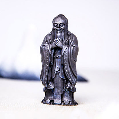 Mythstone Handmade Confucius Iron Powder Rust Cast Resin Statue Home Decoration