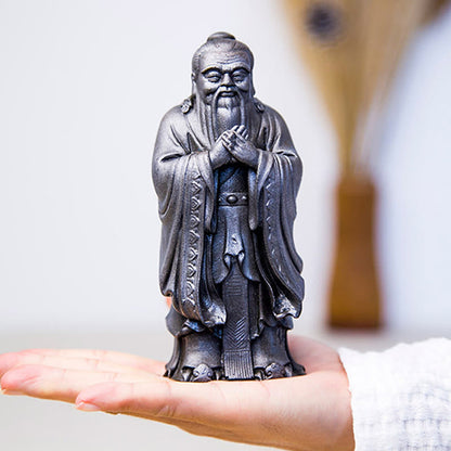 Mythstone Handmade Confucius Iron Powder Rust Cast Resin Statue Home Decoration