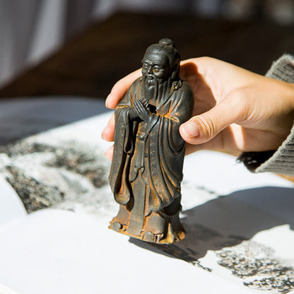 Mythstone Handmade Confucius Iron Powder Rust Cast Resin Statue Home Decoration