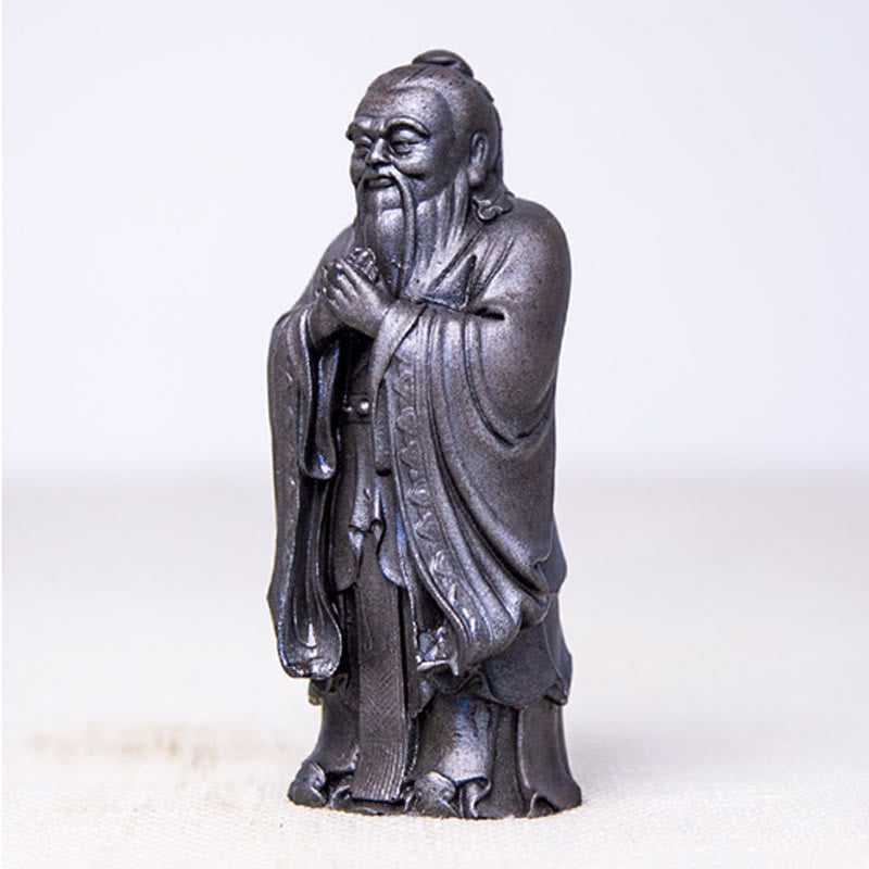 Mythstone Handmade Confucius Iron Powder Rust Cast Resin Statue Home Decoration