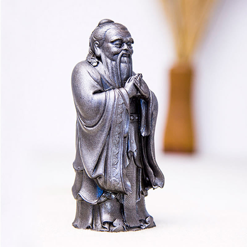 Mythstone Handmade Confucius Iron Powder Rust Cast Resin Statue Home Decoration