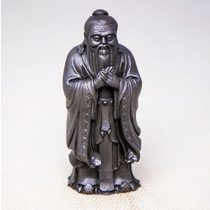 Mythstone Handmade Confucius Iron Powder Rust Cast Resin Statue Home Decoration