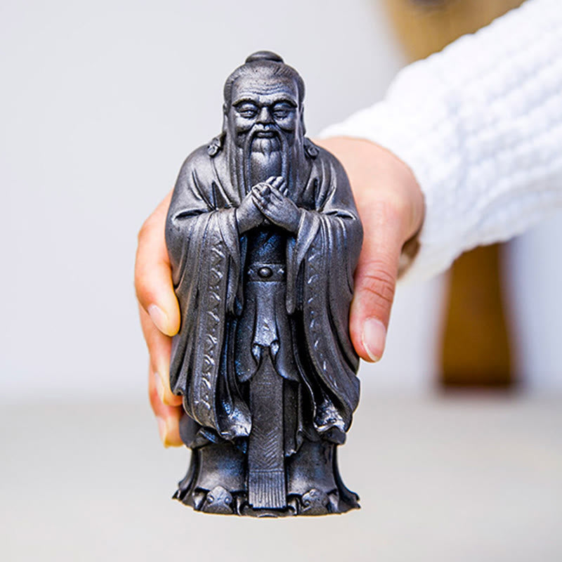 Mythstone Handmade Confucius Iron Powder Rust Cast Resin Statue Home Decoration