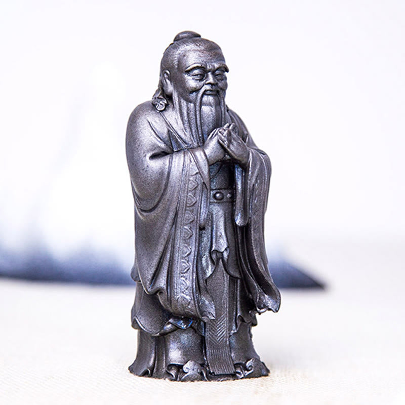 Mythstone Handmade Confucius Iron Powder Rust Cast Resin Statue Home Decoration