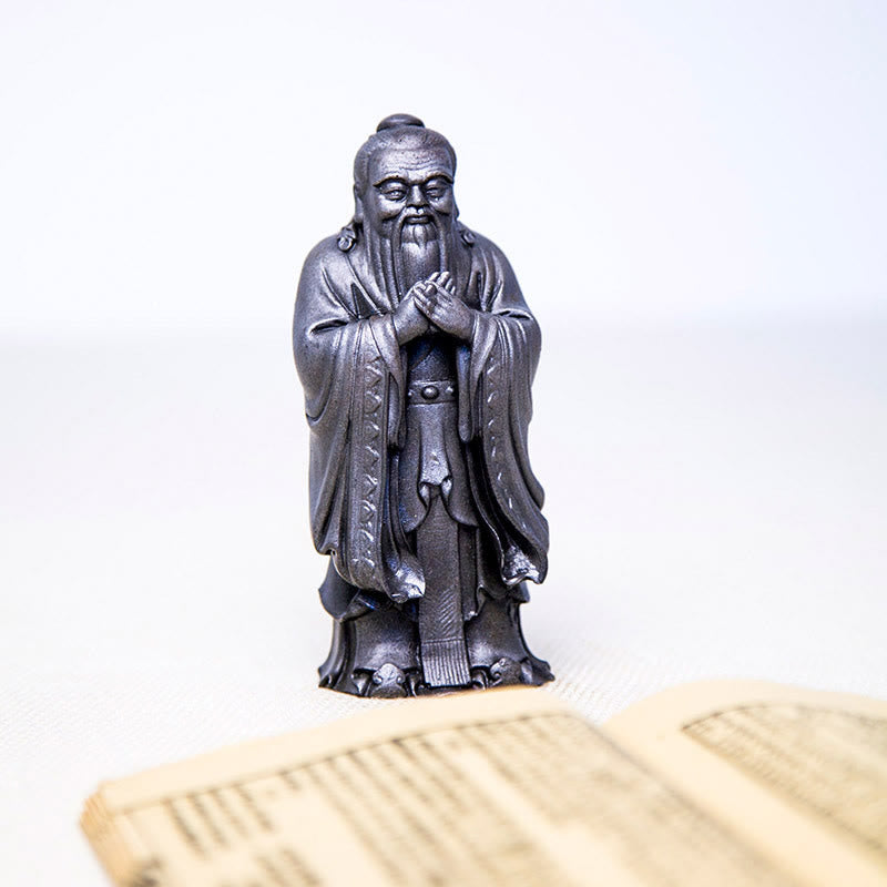 Mythstone Handmade Confucius Iron Powder Rust Cast Resin Statue Home Decoration