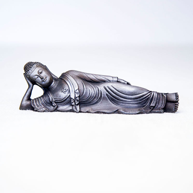 Mythstone Reclining Buddha Shakyamuni Iron Powder Rust Cast Resin Statue Home Decoration