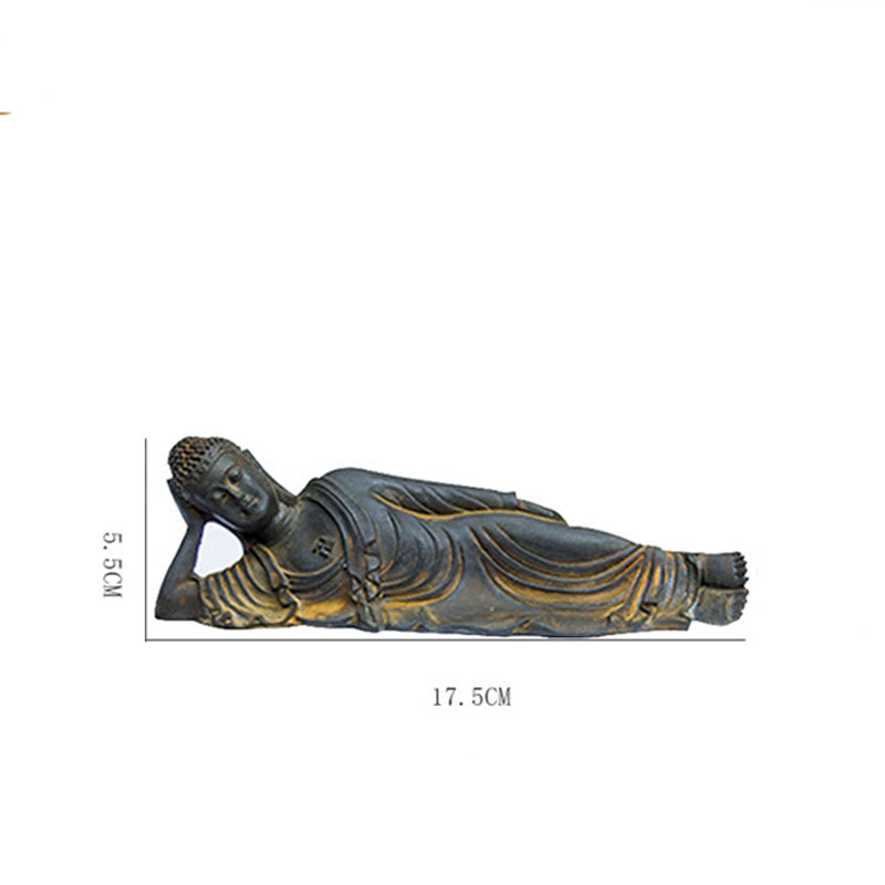 Mythstone Reclining Buddha Shakyamuni Iron Powder Rust Cast Resin Statue Home Decoration