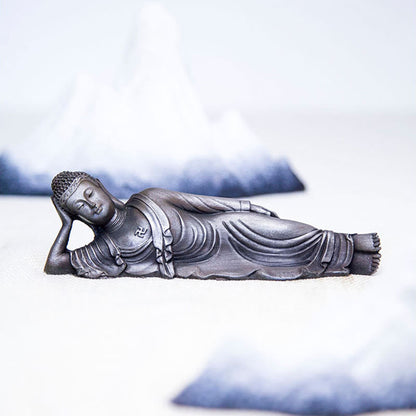 Mythstone Reclining Buddha Shakyamuni Iron Powder Rust Cast Resin Statue Home Decoration