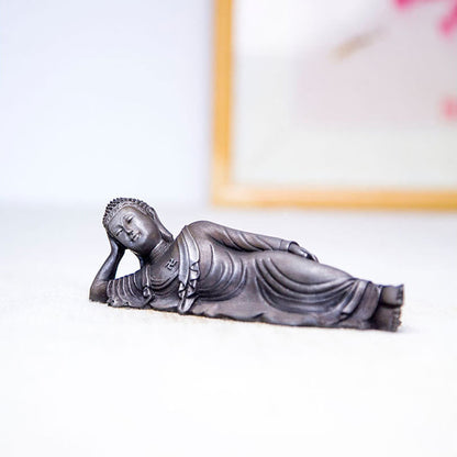 Mythstone Reclining Buddha Shakyamuni Iron Powder Rust Cast Resin Statue Home Decoration