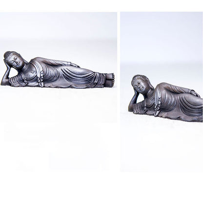 Mythstone Reclining Buddha Shakyamuni Iron Powder Rust Cast Resin Statue Home Decoration